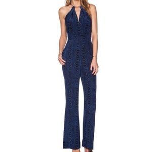 Diane Von Furstenberg Ireland Jumpsuit Silk Blue Grain Size 8